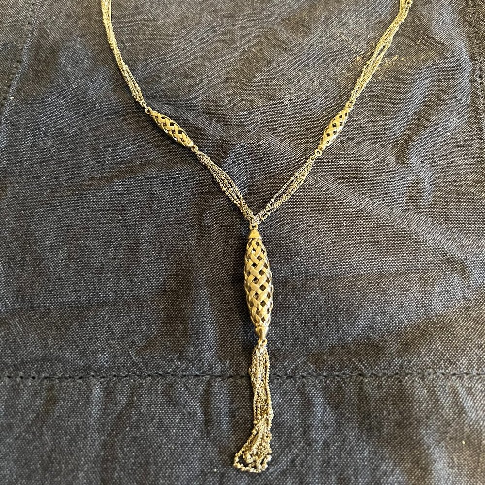 Costume Necklace-Gold Long Chain